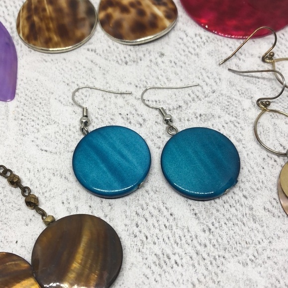 BUNDLE lot 7 shell earrings boho beach costal summer fun statement dangle drop. - Picture 3 of 11